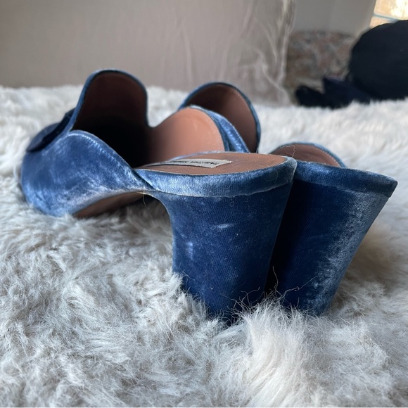 Tabitha Simmons Blue Velvet Mules Heels - Picture 4 of 6